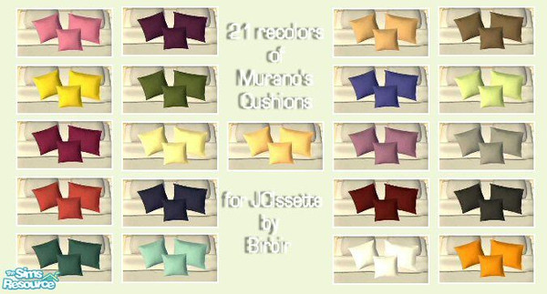 Sims 2 — 21 plain recolors of Murano\'s cushions by Birbir — As requested by JCIssette, plain recolors of Murano\'s