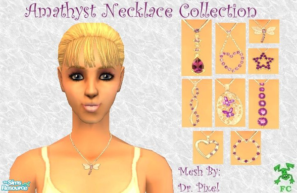Sims 2 — Amathyst Necklace Collection by frogger1617 — Second Set in my Birtstone Necklace Collection. 9 Amathyst