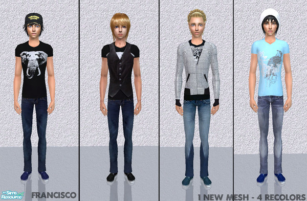 Sims 2 — Male Teen Collection 04 by francisssko — New mesh (included) + 4 recolors , enjoy!