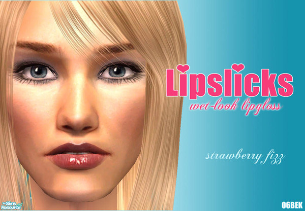 Sims 2 — Lipslicks Wet-look lipgloss - Strawberry Fizz by 06bek — 