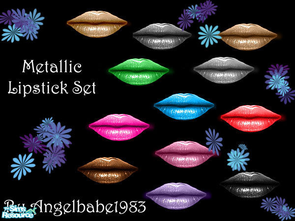 Sims 2 — Metalic Lipstick Set by Angelbabe1983 — Here is a another lipstick set. It\'s a metallic finish and comes in 12