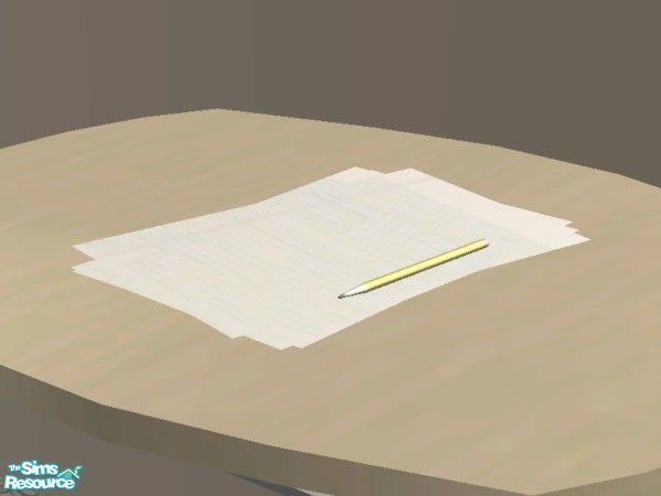 Sims 2 — Get Schooled - Papers w/Pencil by EarthGoddess54 — Part of the Get Schooled classroom set. This is a new mesh