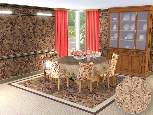 Sims 3 — marcorse_wallpaper pattern by marcorse — Taken from an actual sample, this brown and mushroom toned design is a