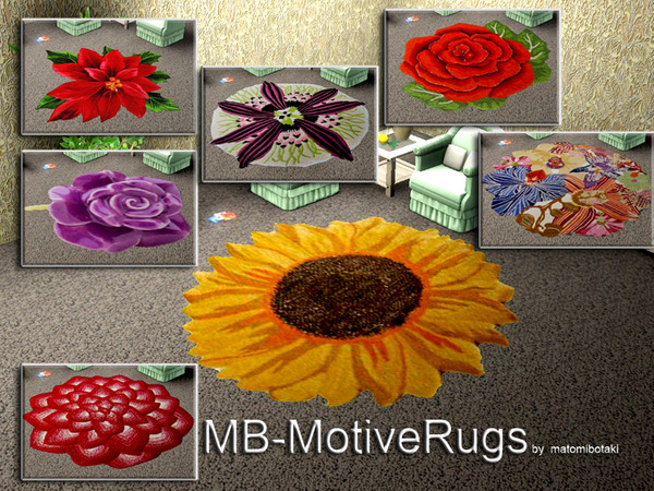 Sims 3 — MB-MotiveRugs by matomibotaki — MB-MotiveRugs, recolors of my 2x2 RoundRug-mesh, by matomibotaki, not