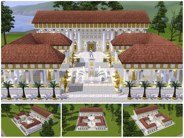 Sims 3 — Golden Royal Palace by kikoklon — This is another lot from my Ancient lots series! It is combination of Roman