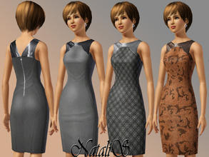 Sims 3 — NataliS casual dress 075 FA by Natalis — Wool sheath dress with leather trim.