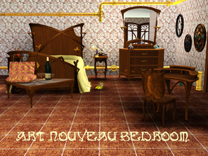 Sims 3 — Art Nouveau Bedroom by ShinoKCR — Bedroom matching Art Nouveau Serie includes a Doublebed, Sidetable,