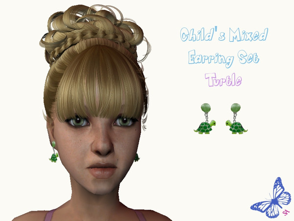Sims 2 — Child\'s Mixed Earring Set - Turtle by sinful_aussie — Adorable turtle earrings for female children.
