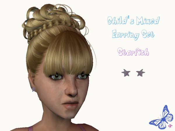 Sims 2 — Child\'s Mixed Earring Set - Starfish by sinful_aussie — Purple starfish earrings for female children.