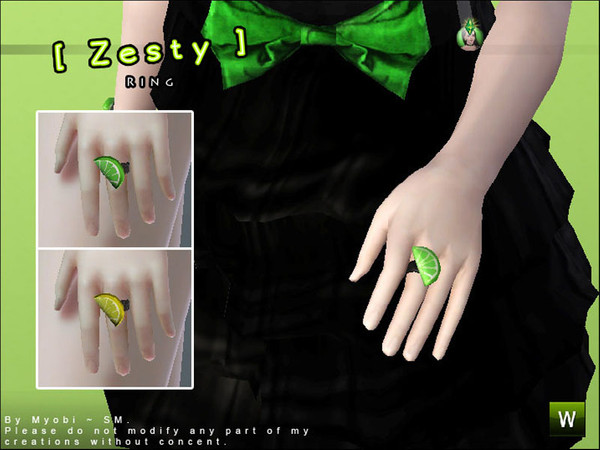 Sims 3 — [ Zesty ] - Ring by Screaming_Mustard — A beautifully cute and fun jewellery set featuring zesty lemons. This