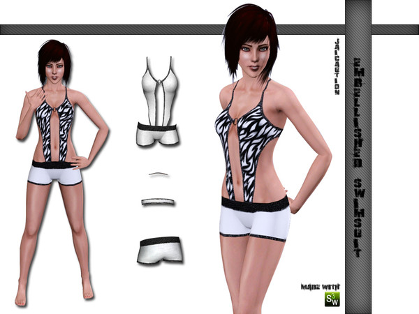 Sims 3 — -JC] Embellished Swimsuit by JaiCaution — Cute embellished swimsuit with 4 recolourable parts for the ultimate
