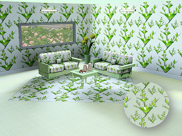 Sims 3 — marcorse_birdsong pattern by marcorse — A sweet, novelty pattern featuring a pair of green songbirds amongst