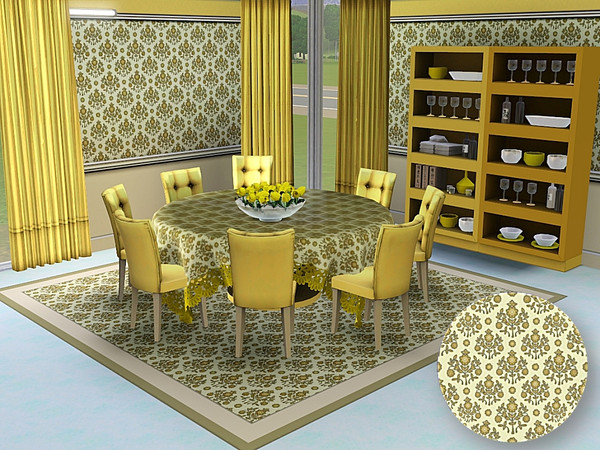 Sims 3 — marcorse_golden  wreath pattern by marcorse — A classic heraldic wreath design with flowers and leaves.