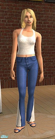 Sims 2 — Matching Jeans and Top Set - White Lace by Riverwillows — Cute halter top and flared jeans with matching