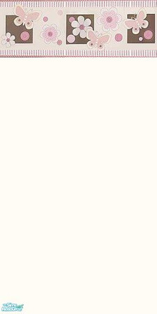 Sims 2 — Petals Nursery - Wall by frogger1617 — Nursery for girls in pinks and browns with flowers and butterflies.