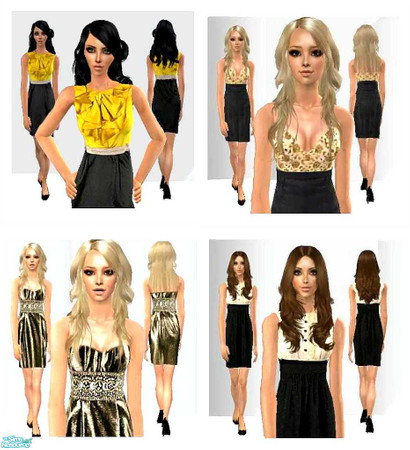 Sims 2 — Pencil Dress Collection by bittymittenz — A set of 4 pencil cut dresses for adult females. You will need the