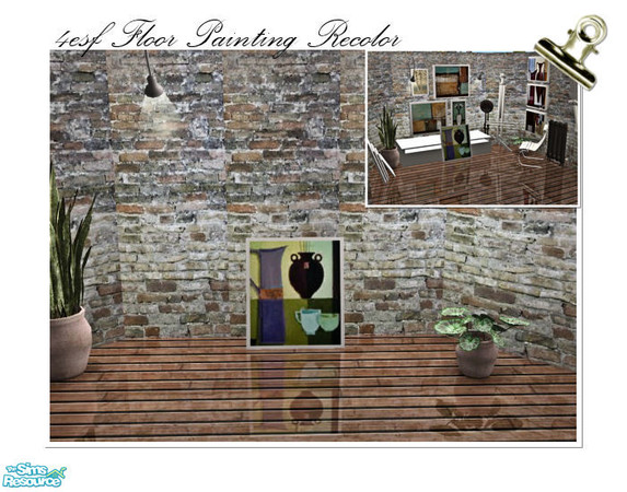 Sims 2 — 4ESF Artist Room in White - Floor Painting by ~Monica~ — A recolor in white. Requires meshes by 4ESF. Enjoy ;)