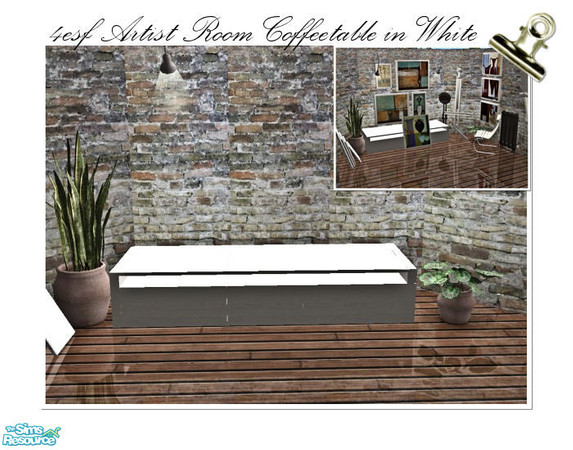 Sims 2 — 4ESF Artist Room in White - Coffeetable by ~Monica~ — A recolor in white. Requires meshes by 4ESF. Enjoy ;)