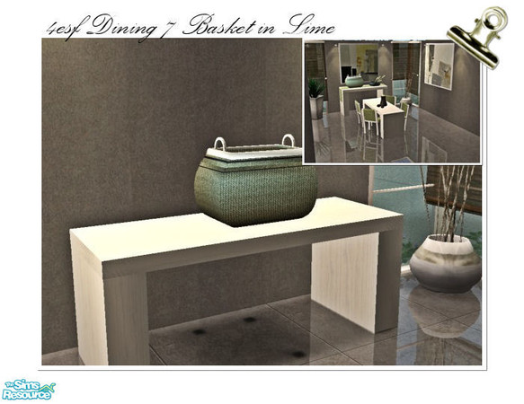 Sims 2 — 4ESF Dining 7 in Vanilla & Lime - Basket by ~Monica~ — Enjoy ;)
