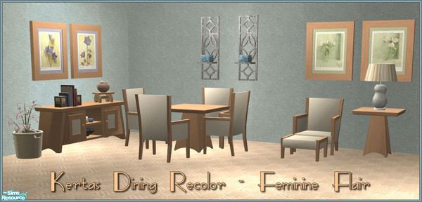 Sims 2 — Kertas Dining Recolor- Feminine Flair by kittyispretty69 — Recolors of my Kertas Dining Room meshes in a clean