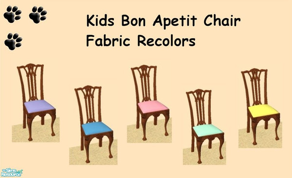 Sims 2 — Kids Bon Appetit Chair Recolors by MinnieMinPin — Made to match my Kids Crayola Rooms and Crayola Nursery Sets.