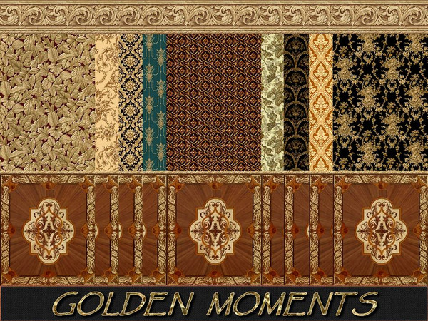 Sims 2 — Golden Moments by allison731 — Golden Moments set has 9 paneling walls with different wallpaper textures.I made