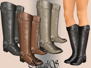 Sims 3 — NataliS flat leather boots 002 FA by Natalis — Flat leather rider boots for FA-YA.