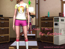 Sims 3 — Female Neko T Shirt by funfann — Female T-Shirt with cartoon cat logos :)