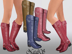 Sims 3 — NataliS TEEN flat leather boots 001 FT by Natalis — Flat leather rider boots for FT.