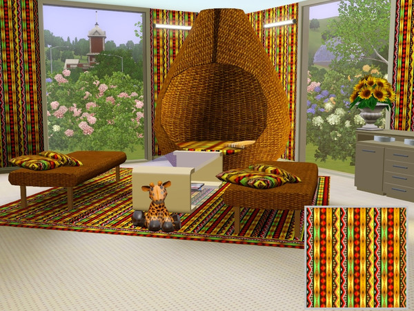 Sims 3 — marcorse_african print pattern by marcorse — A bold, vertical African-stylec print in orange, red and yellow