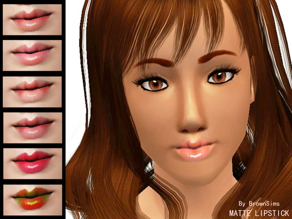 Sims 3 — Matte Lipstick 03 by Brown_Sims — Matte lipstick with 3 recolorable channels... Handpainted... unisex... PLEASE