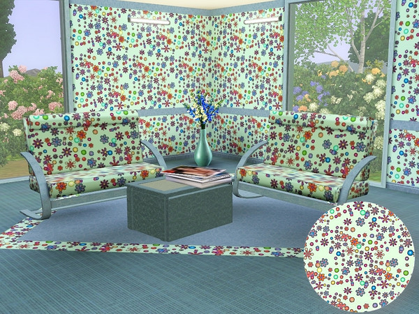 Sims 3 — marcorse_and baubles pattern by marcorse — A random, allover repeat pattern of multi-coloured flower shapes and