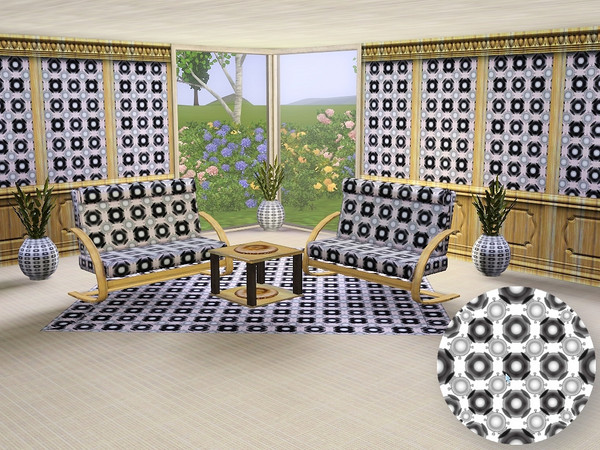 Sims 3 — marcorse_mono circles pattern by marcorse — A monochromatic, black and white design of circles and lines.