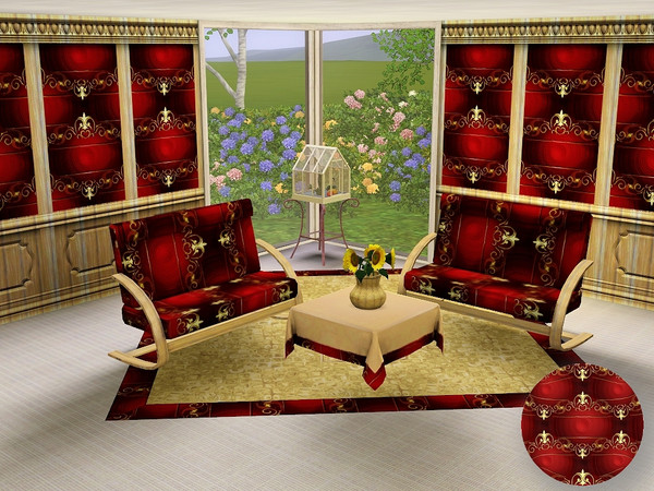 Sims 3 — marcorse_red & gold bling pattern by marcorse — Gold ornamental flourishes on a textured red background of