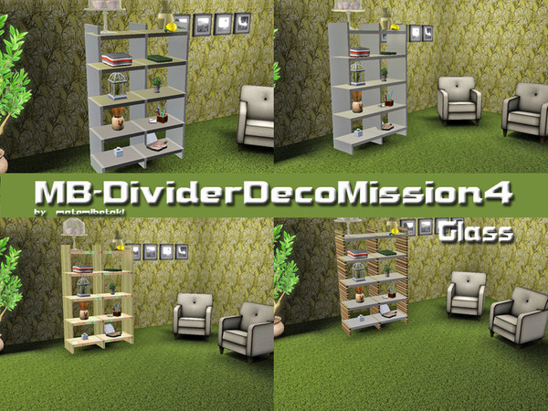 Sims 3 — MB-DividerDecoMission4 by matomibotaki — MB-DividerDecoMission4, 2x1 divider with 2 recolorable glass areas, use