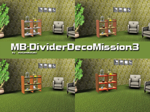 Sims 3 — MB-DividerDecoMission3 by matomibotaki — MB-DividerDecoMission3, 2x1 shorter divider with 6 slots and 2