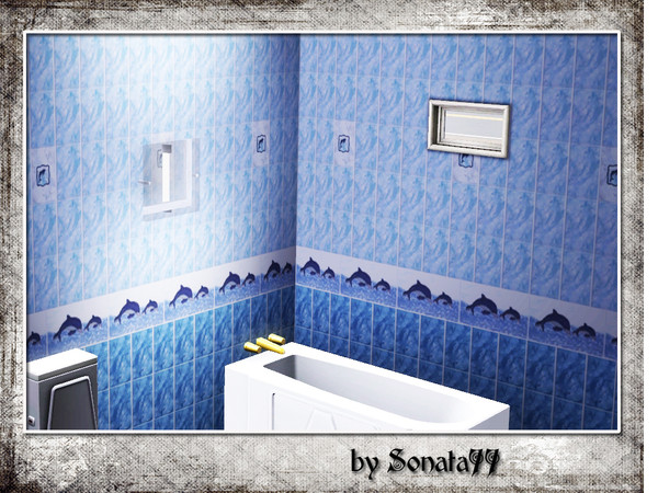 Sims 3 — Sonata77_Wall_Tile_Dolpfin by Sonata77 — Decorative tile for bathroom. To search in section for wallpaper.