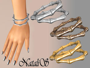 Sims 3 — NataliS bamboo double bracelet 005 FA-YA by Natalis — Metal bamboo bracelets for FA-YA.