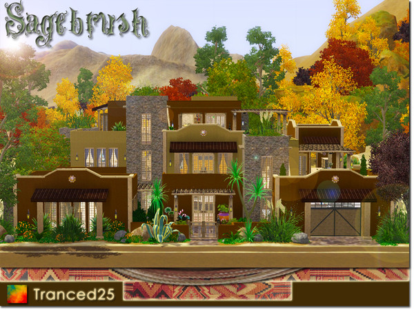 Sims 3 — Sagebrush by tranced25 — Sagebrush is a very roomy American Southwest Adobe style desert house. It's suitable