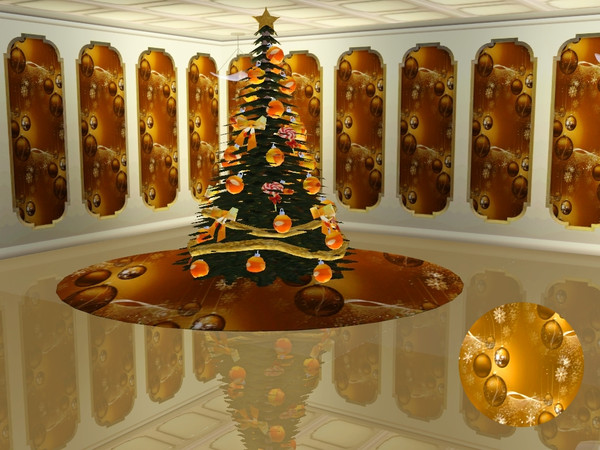 Sims 3 — marcorse_xmas gold pattern by marcorse — Hanging gold ornaments, snowflakes and decor lines go to make up this