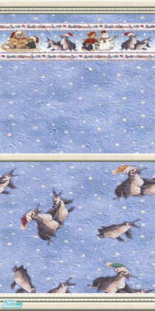 Sims 2 — SnowyPlayground - wall07 by perelinka — Snowy wallpaper with penguins (half).