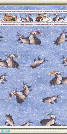 Sims 2 — SnowyPlayground - wall05 by perelinka — Snowy wallpaper with penguins and winter stripe.