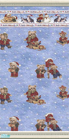 Sims 2 — SnowyPlayground - wall04 by perelinka — Snowy wallpaper with bears and winter stripe.