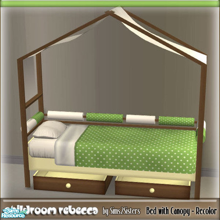 Sims 2 — S2S Childroom Rebecca - Bed with canopy - Recolor by sims2sisters — Bed frame recolor. Roll cushion and canopy