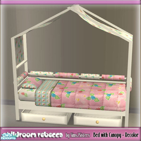 Sims 2 — S2S Childroom Rebecca - Bed with canopy - Recolor by sims2sisters — Recolor of bed frame. Roll cushion and