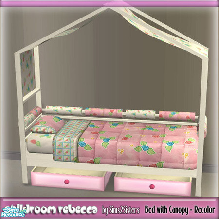 Sims 2 — S2S Childroom Rebecca - Bed with canopy - Recolor by sims2sisters — Recolor of bed frame. Roll cushion and