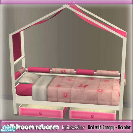 Sims 2 — S2S Childroom Rebecca - Bed with canopy - Recolor by sims2sisters — Recolor of bed frame. Roll cushion and