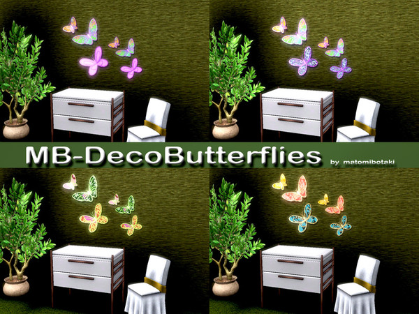 Sims 3 — MB-DecoButterflies by matomibotaki — MB-DecoButterflies, new mesh with more butterflies to decorate walls,