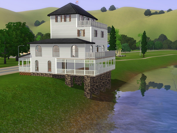 Sims 3 — RiverView  Manor by Santera — 4 Story, 5 Bedroom, 3 Bathroom, 3 Balconys, River Access for Fishing