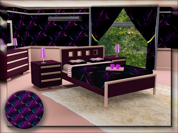 Sims 3 — marcorse_neon lace pattern by marcorse — A dark but intersting abstract design featuring blue-green and purple,